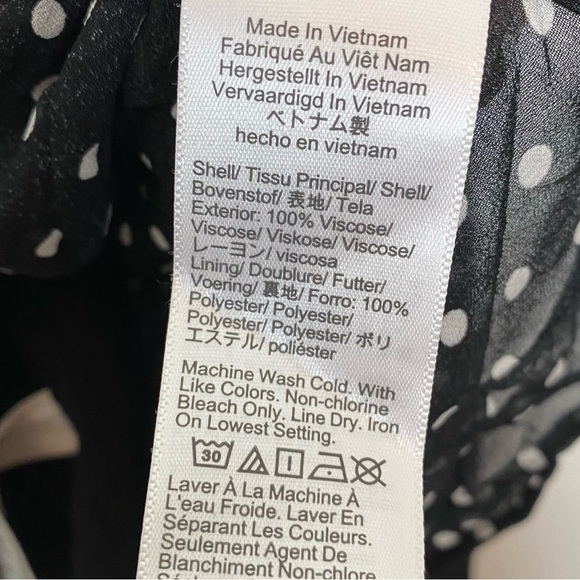 J. Crew Puff Sleeve Neck Tie Top in Lightweight Chiffon Polka Dot BV838 - Picture 6 of 8